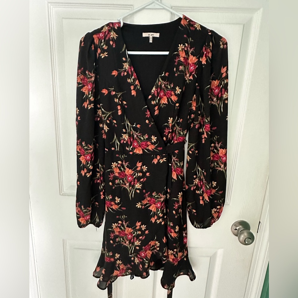 Long Sleeve V-Neck Wrap Sundress